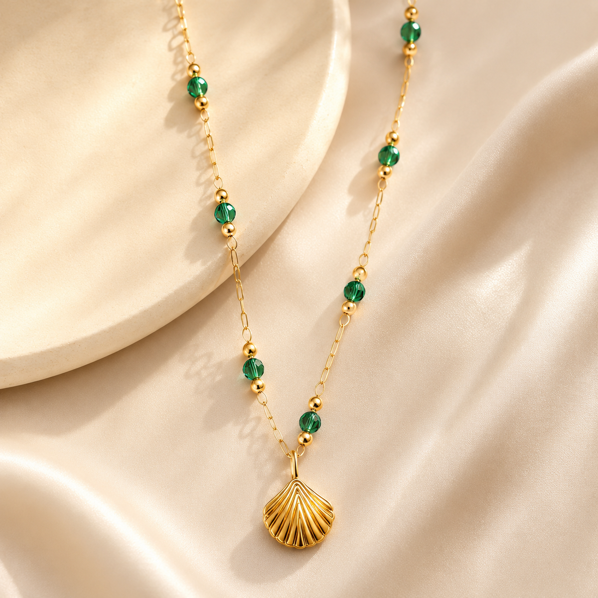Emerald Seashell Necklace