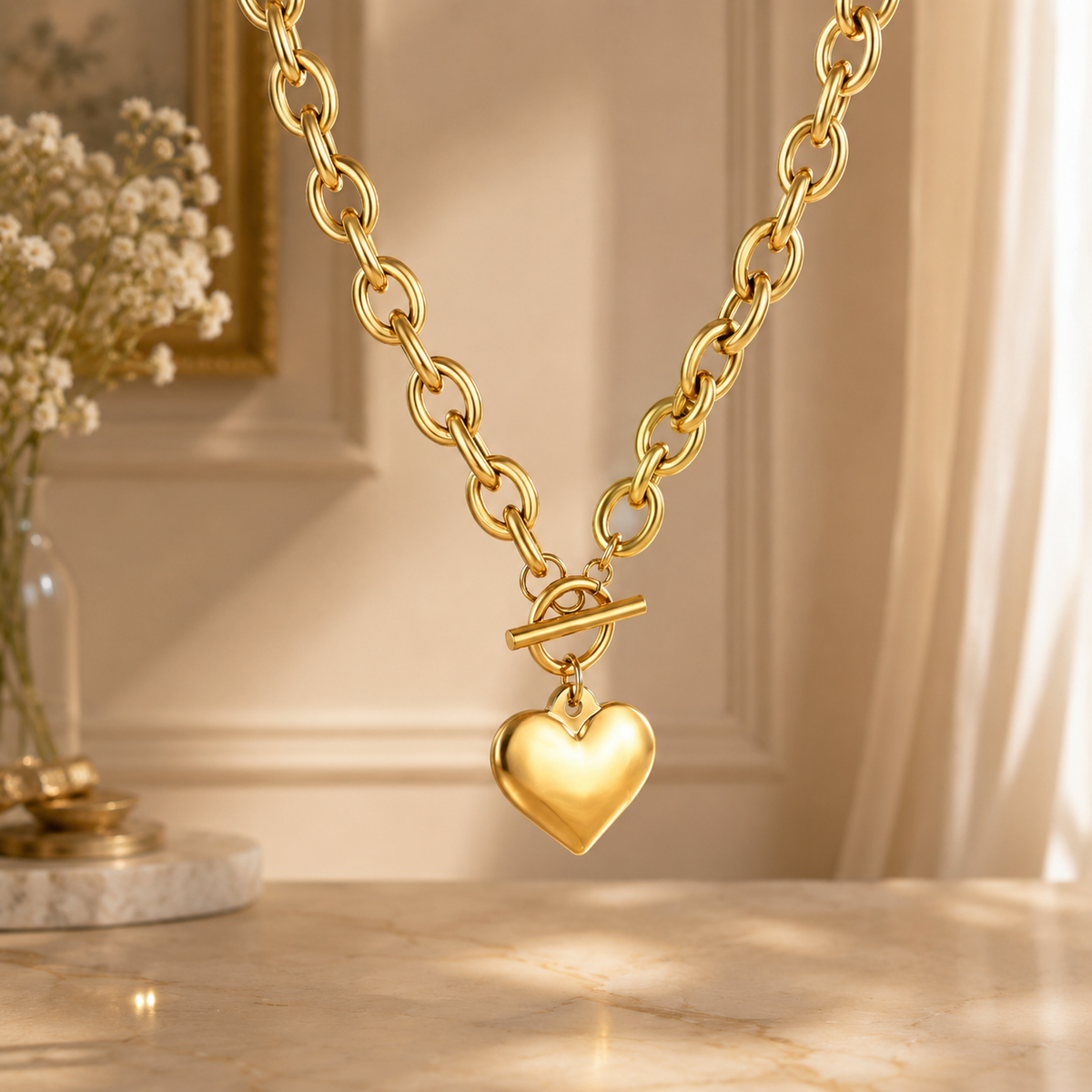 Golden Heart Toggle Necklace