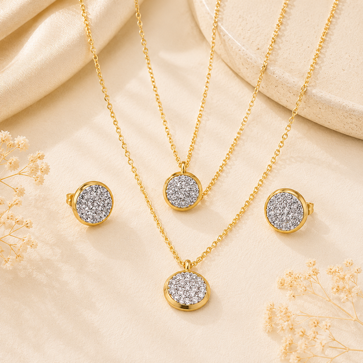 Crystal Halo Jewelry Set