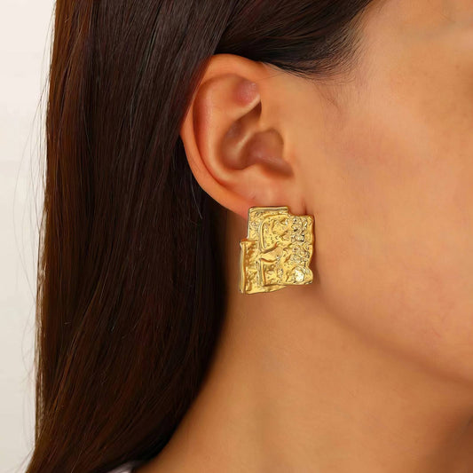 Aurora Textured Gold Stud Earrings