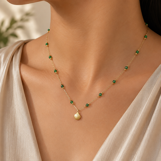 Emerald Seashell Necklace