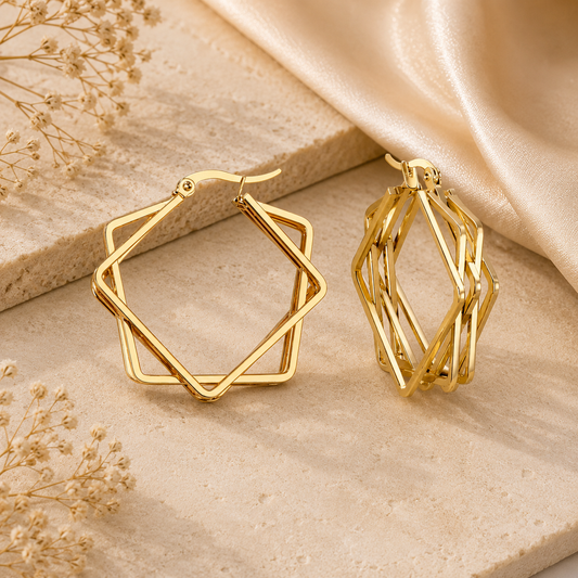 Contemporary Gold Hoops