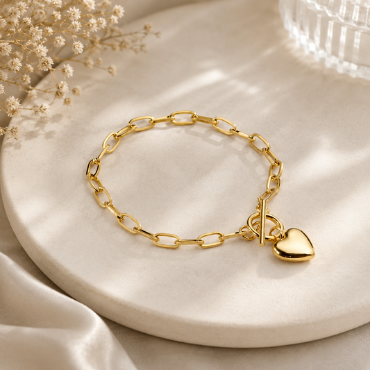 Golden Heart Link Bracelet