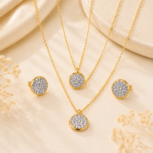 Crystal Halo Jewelry Set