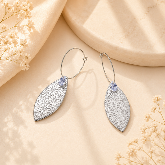 Silver Bloom Drop Earrings