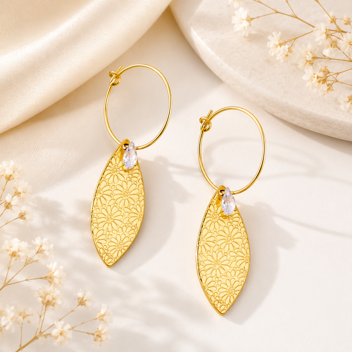 Golden Bloom Crystal Earrings