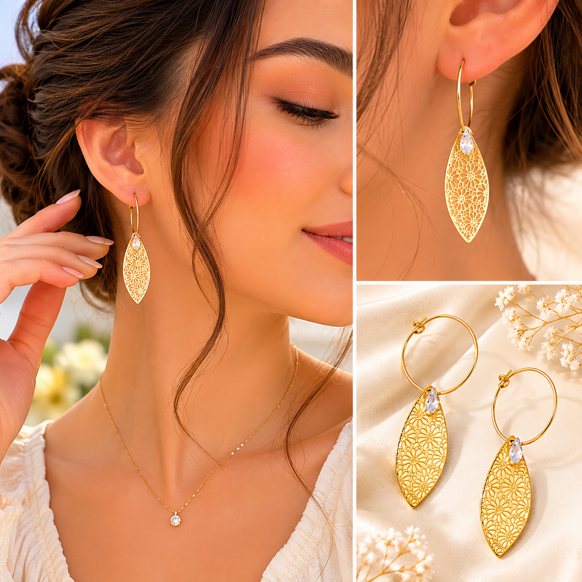 Golden Bloom Crystal Earrings