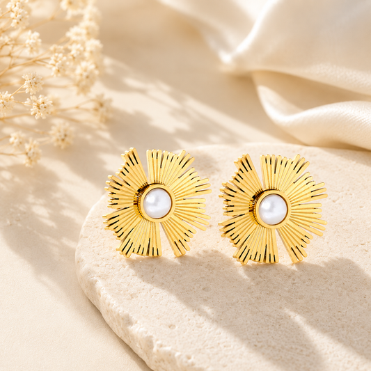 Golden Dawn Pearl Earrings