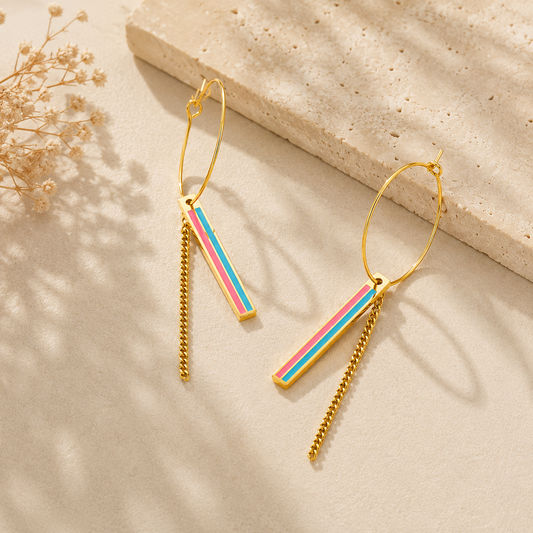 Sunset Stripe Drop Earrings