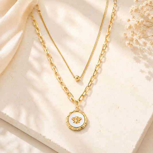 Golden Bee Layered Necklace