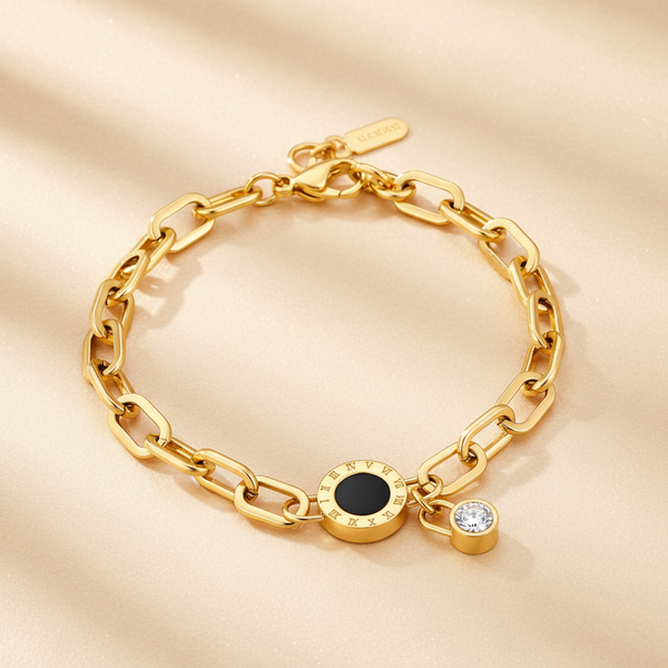 Gold Chain Bracelet on Beige